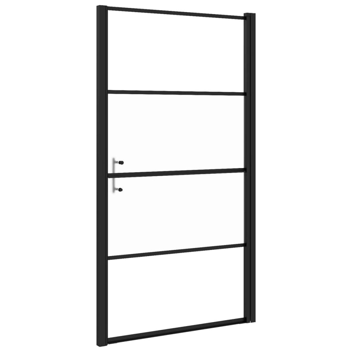 Puerta de ducha vidrio semiesmerilado negro 100x178 cm