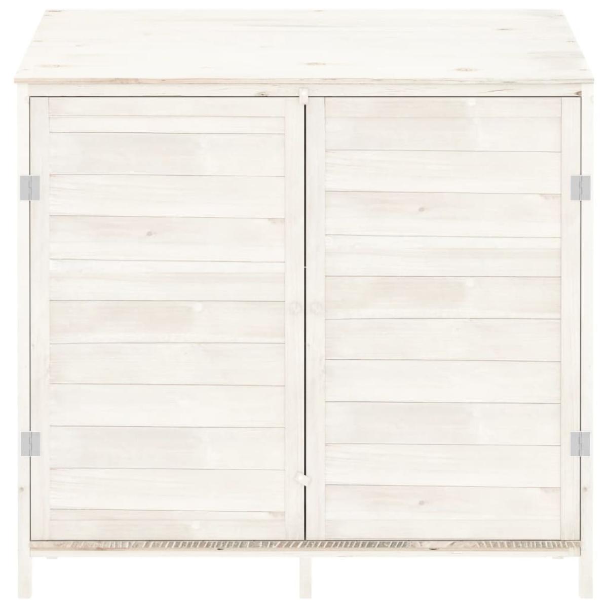 Cobertizo de jardín madera de abeto maciza blanco 102x52x112 cm