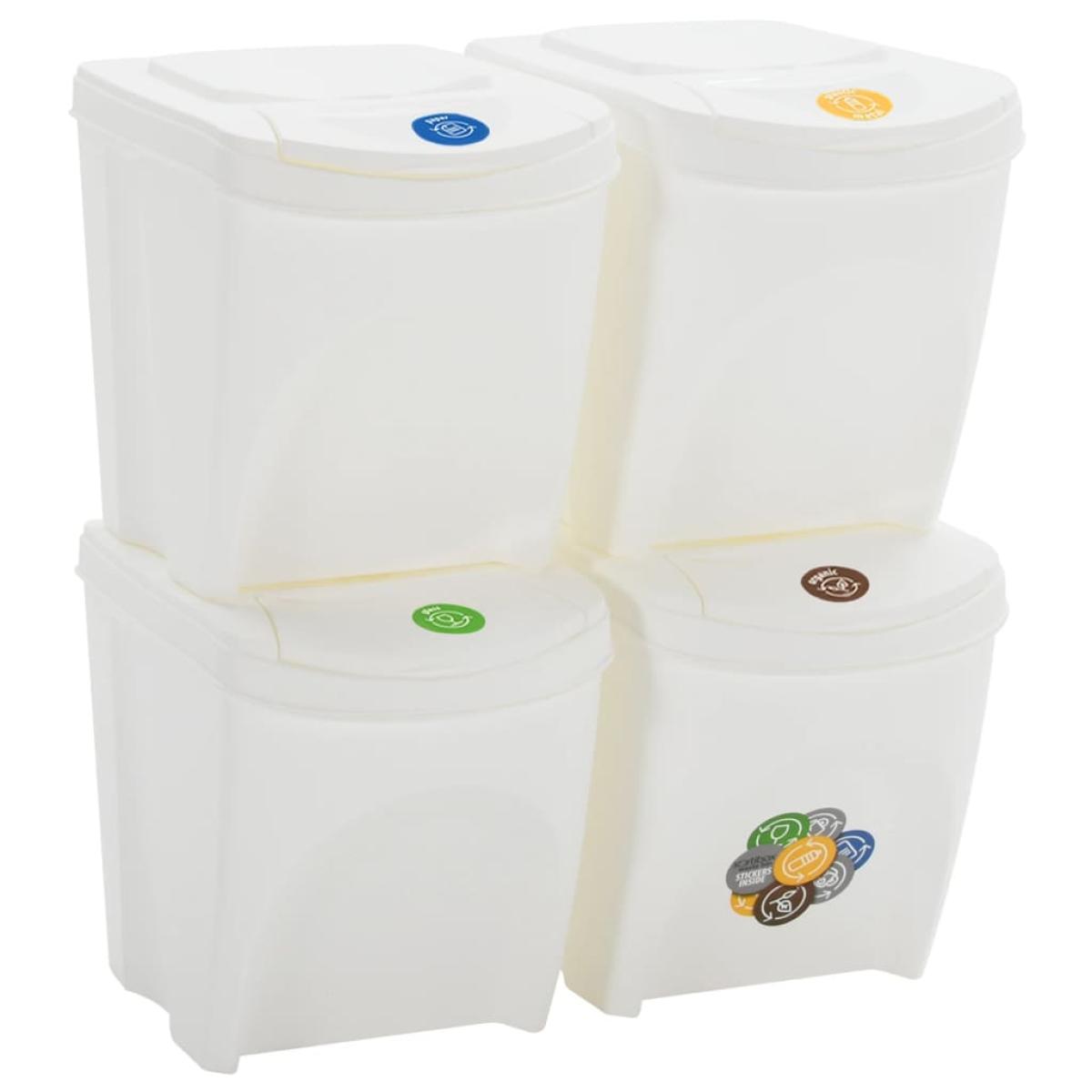 Cubos de basura apilables 4 uds polipropileno blanco 100 L