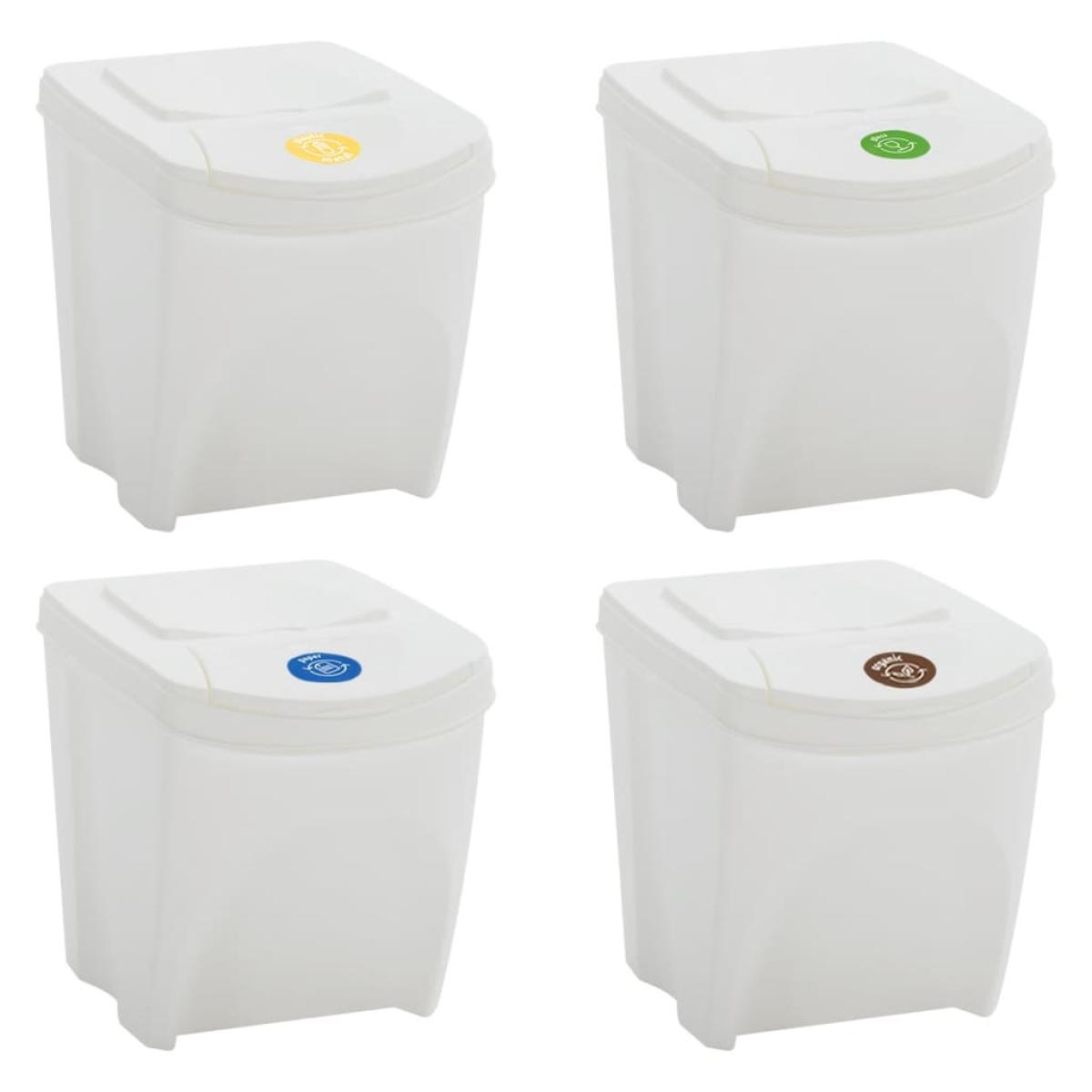 Cubos de basura apilables 4 uds polipropileno blanco 100 L