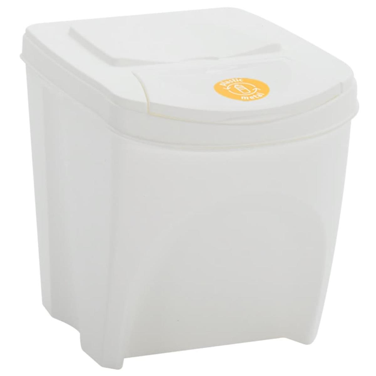 Cubos de basura apilables 4 uds polipropileno blanco 100 L