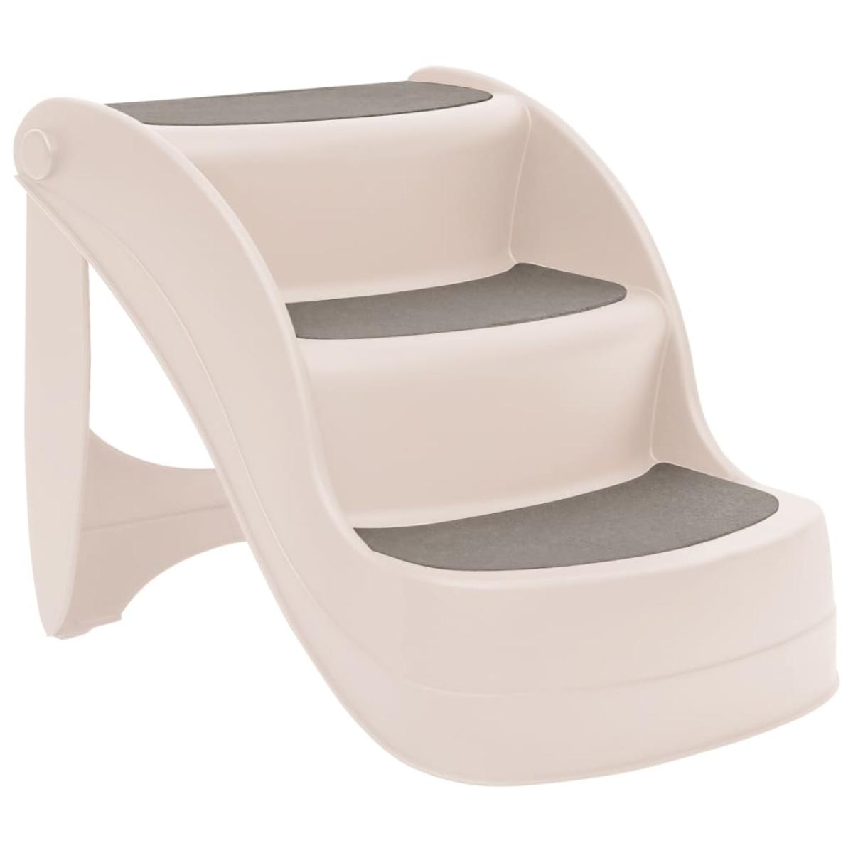 Escalera perros plegable 3 peldaños plástico crema 50x38x38cm