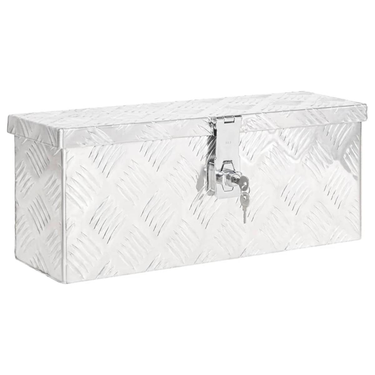 Caja de almacenaje de aluminio plateado 50x15x20,5 cm
