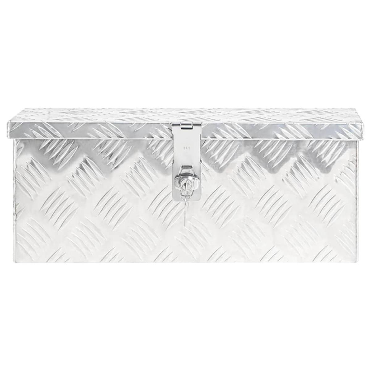 Caja de almacenaje de aluminio plateado 50x15x20,5 cm