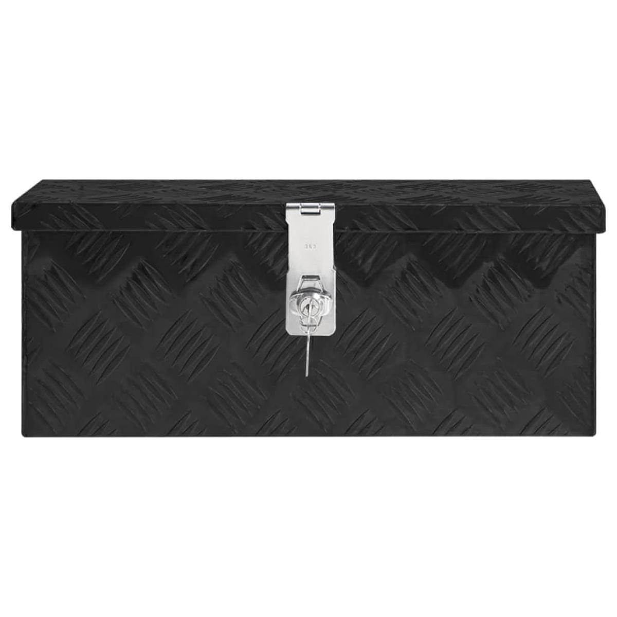 Caja de almacenaje de aluminio negro 50x15x20,5 cm