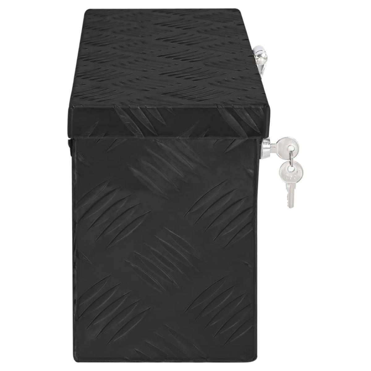 Caja de almacenaje de aluminio negro 50x15x20,5 cm
