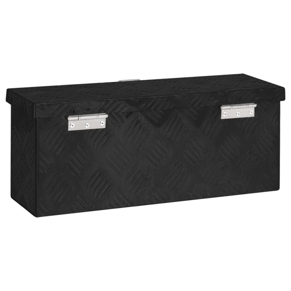 Caja de almacenaje de aluminio negro 50x15x20,5 cm