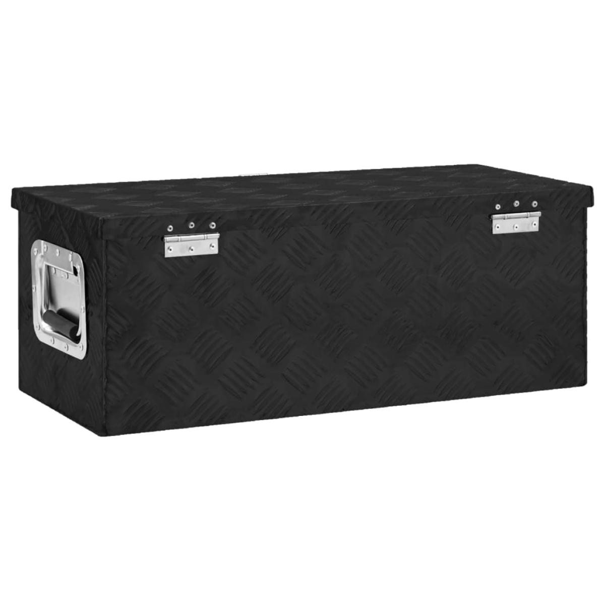 Caja de almacenaje de aluminio negro 70x31x27 cm