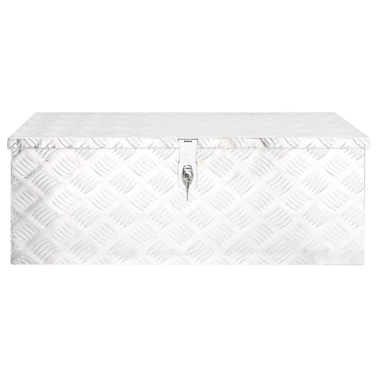 Caja de almacenaje de aluminio plateado 80x39x30 cm