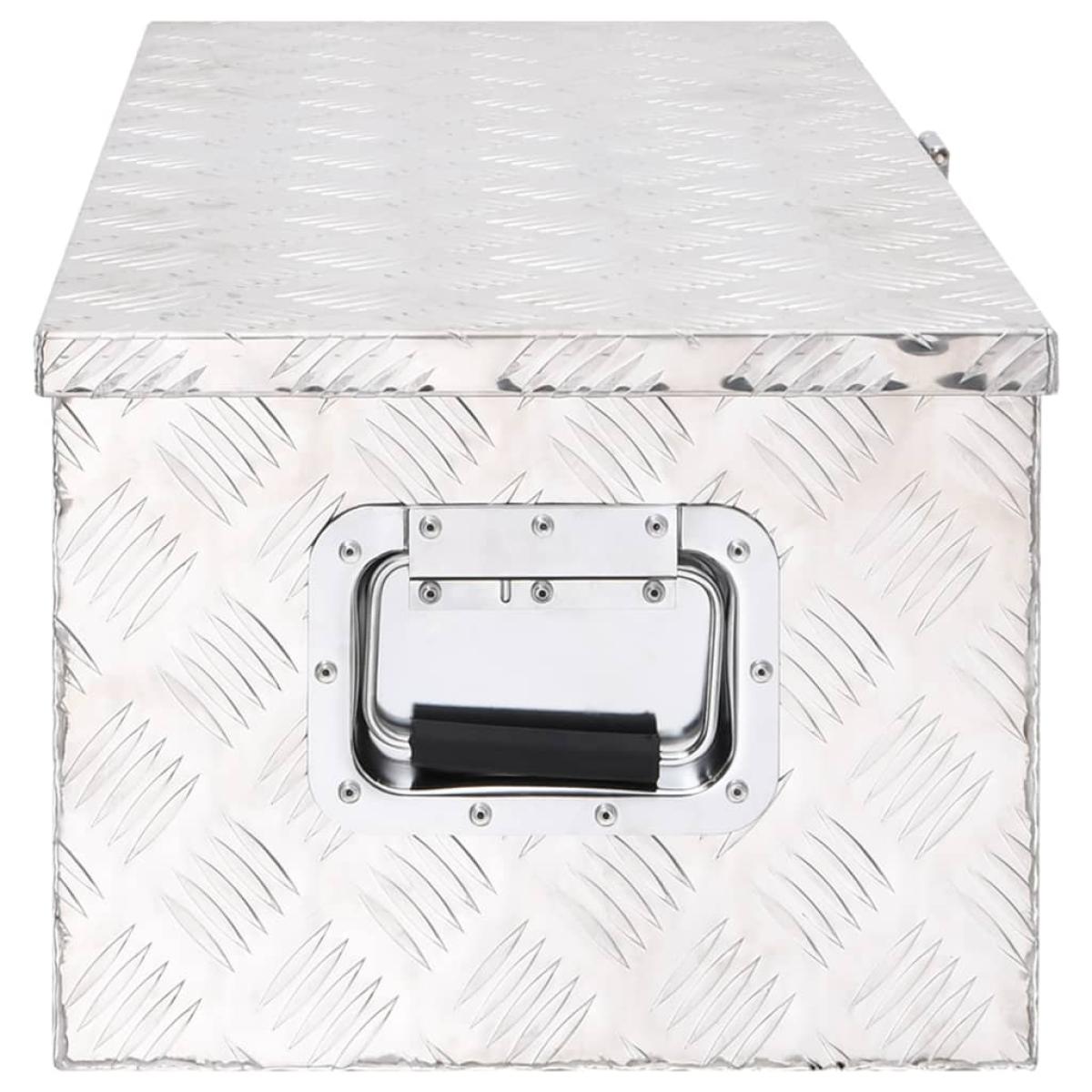 Caja de almacenaje de aluminio plateado 80x39x30 cm