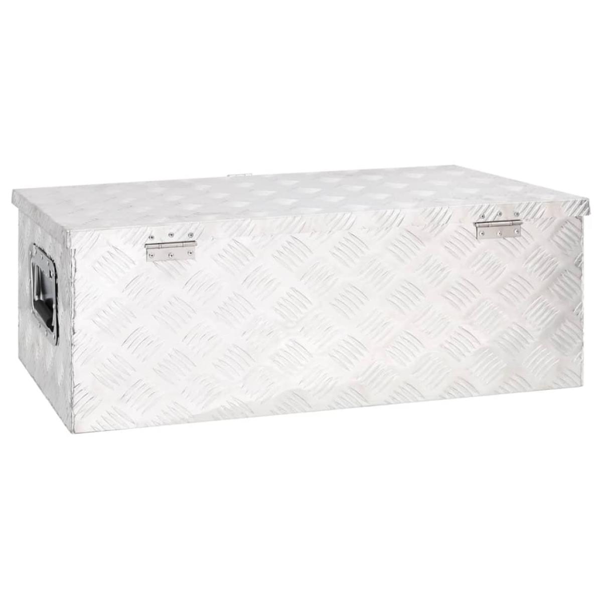 Caja de almacenaje de aluminio plateado 80x39x30 cm