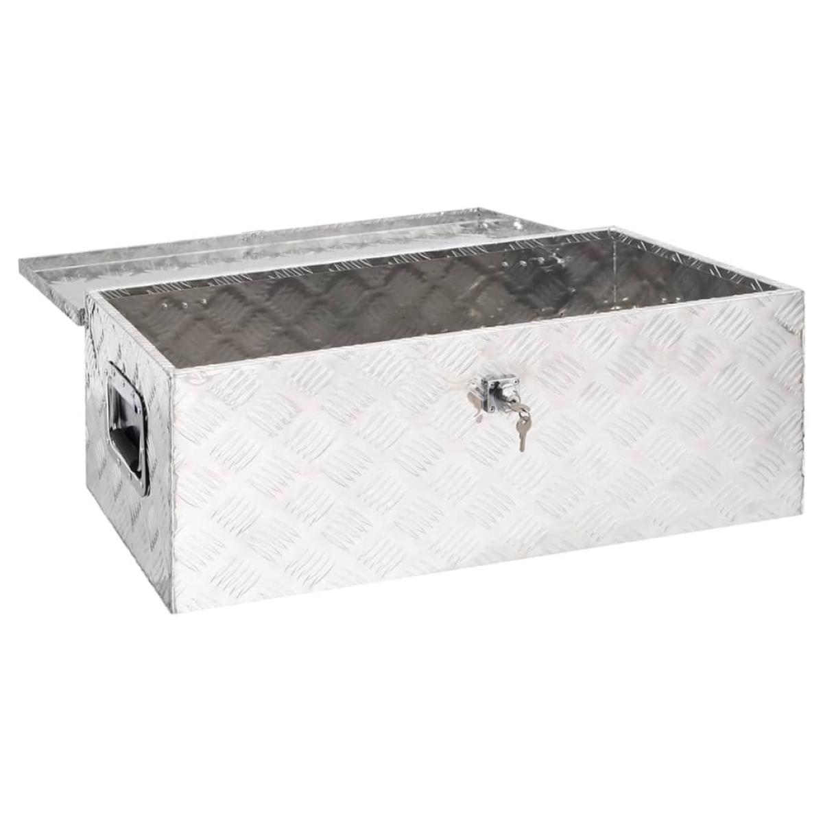 Caja de almacenaje de aluminio plateado 80x39x30 cm