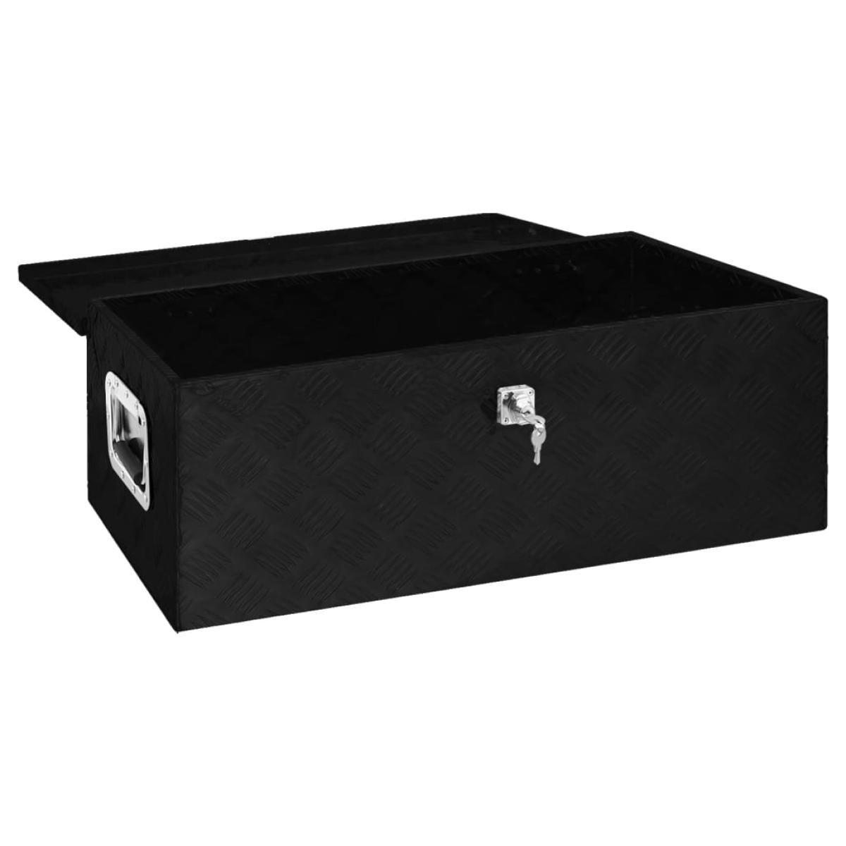 Caja de almacenaje de aluminio negro 80x39x30 cm