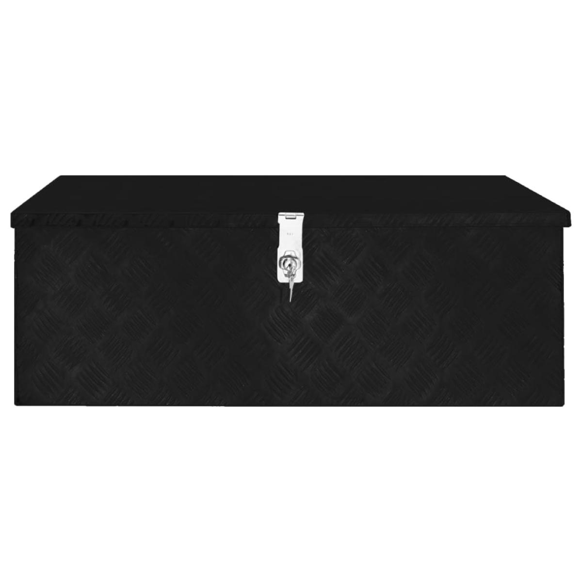 Caja de almacenaje de aluminio negro 90x47x33,5 cm