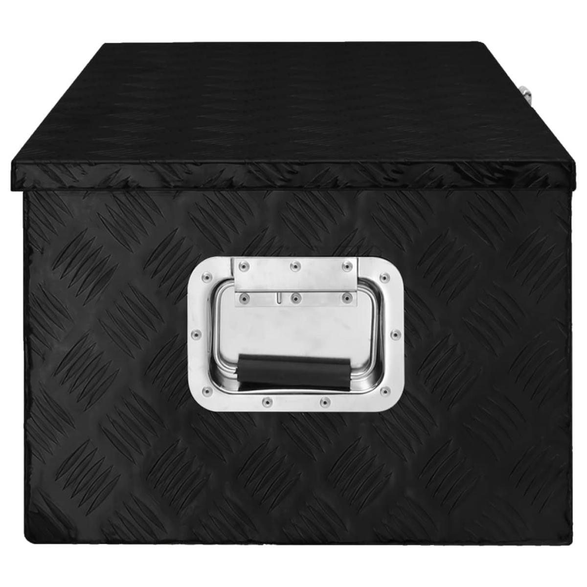 Caja de almacenaje de aluminio negro 90x47x33,5 cm