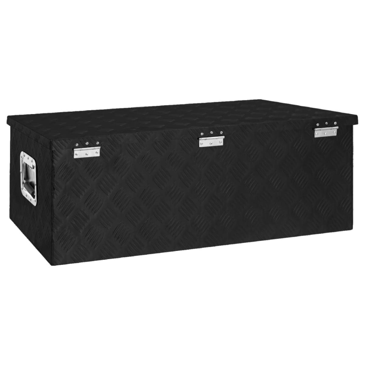 Caja de almacenaje de aluminio negro 90x47x33,5 cm