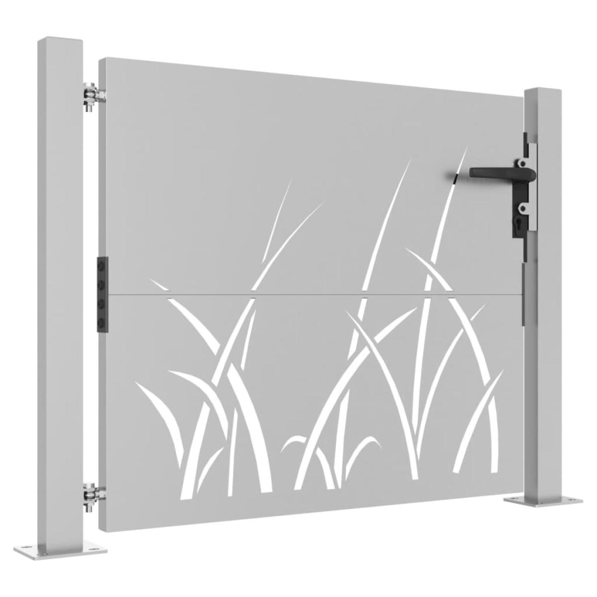 Puerta de jardín acero corten diseño hierba 105x80 cm