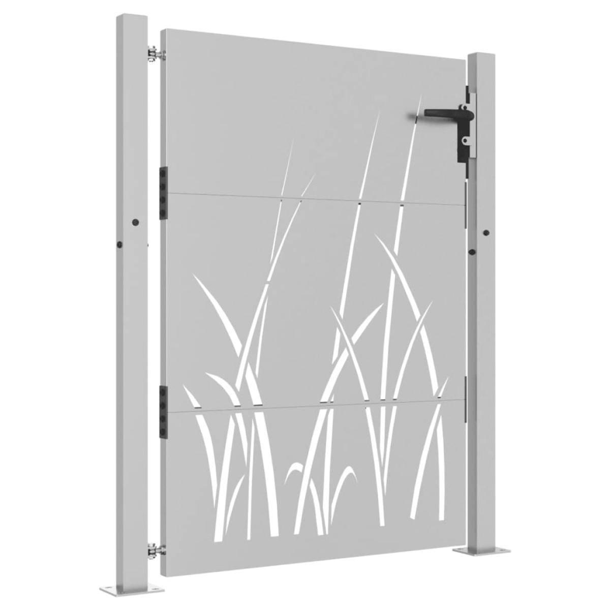Puerta de jardín acero corten diseño hierba 105x130 cm