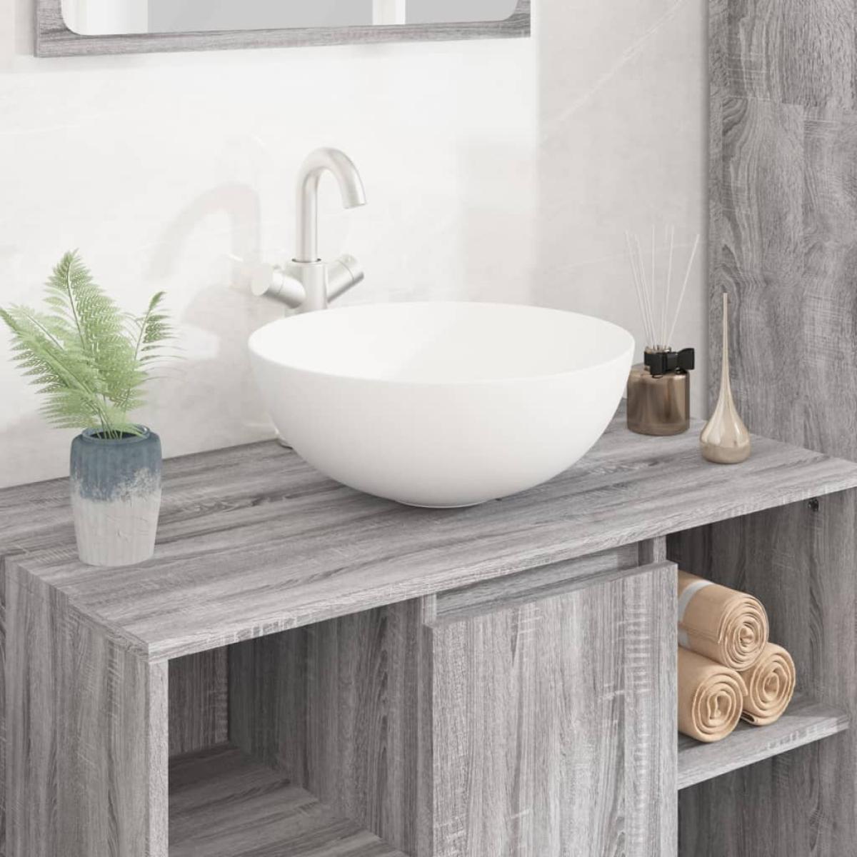 Lavabo redondo de cerámica blanco 36x15 cm