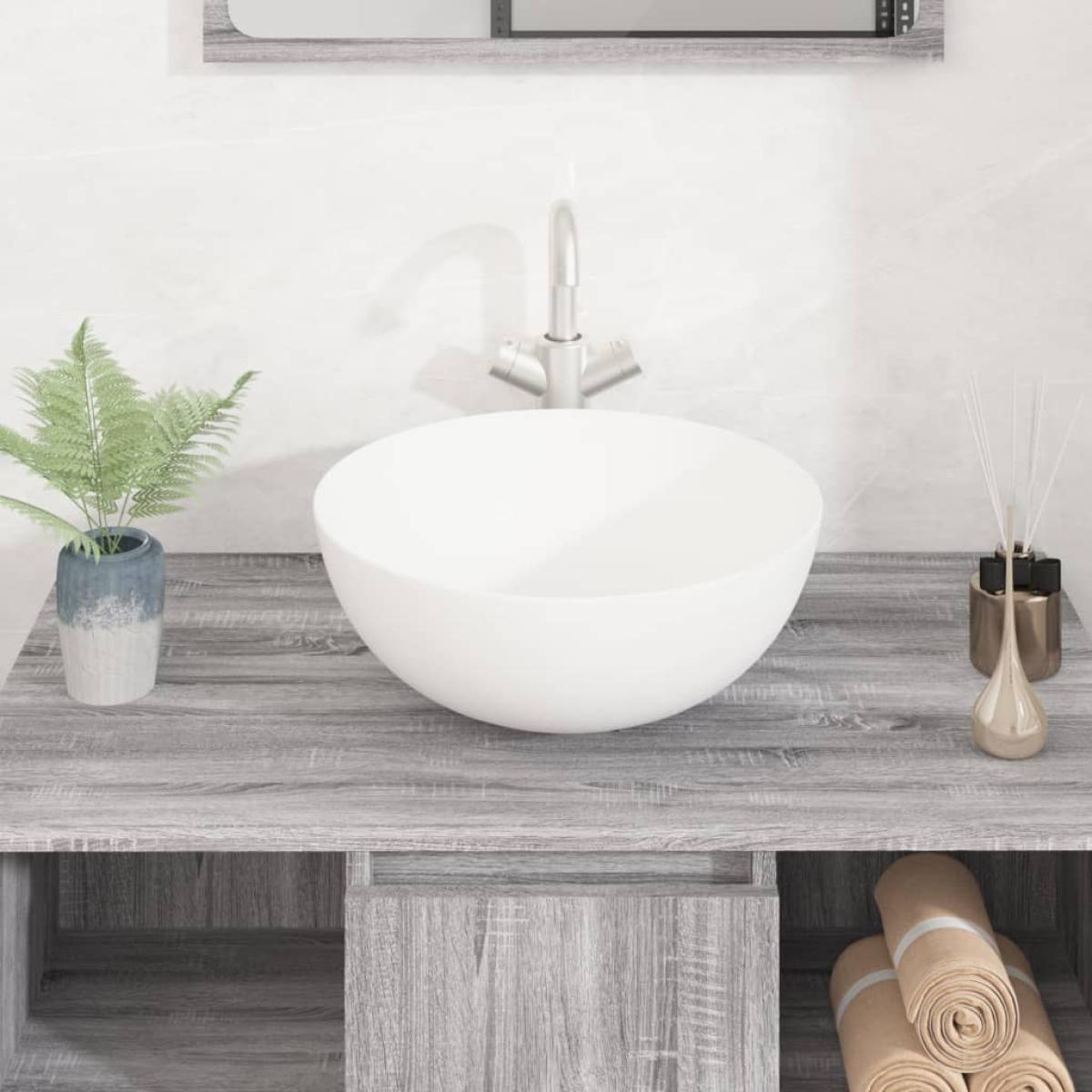 Lavabo redondo de cerámica blanco 36x15 cm