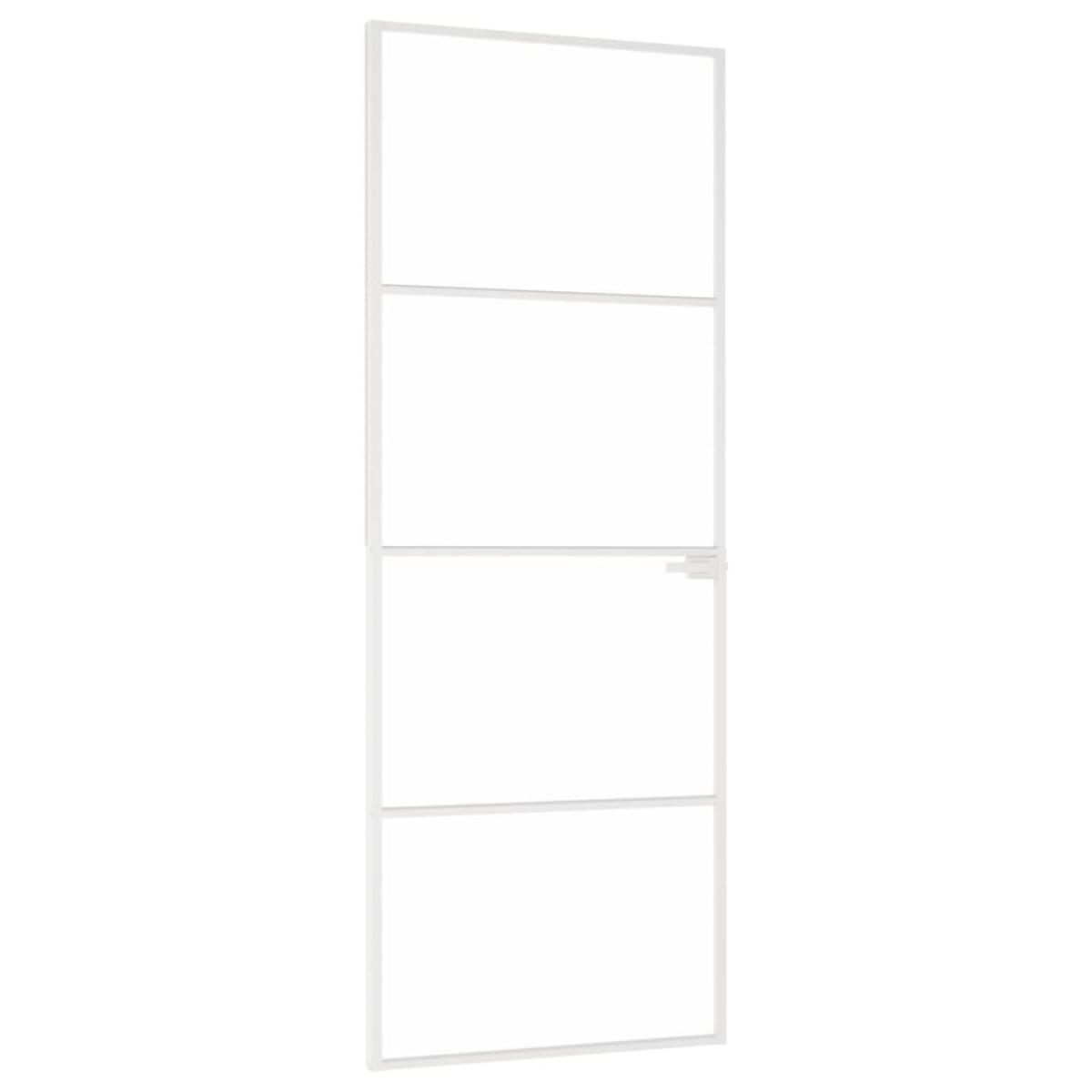 Puerta de interior vidrio templado y aluminio blanco 76x201,5cm