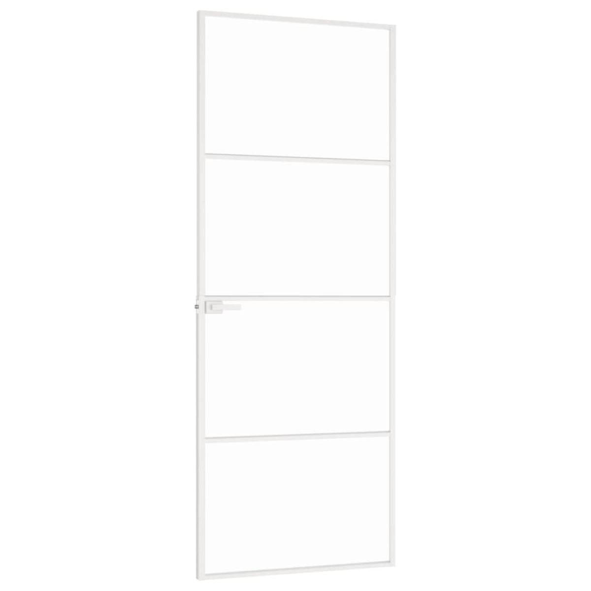 Puerta de interior vidrio templado y aluminio blanco 76x201,5cm