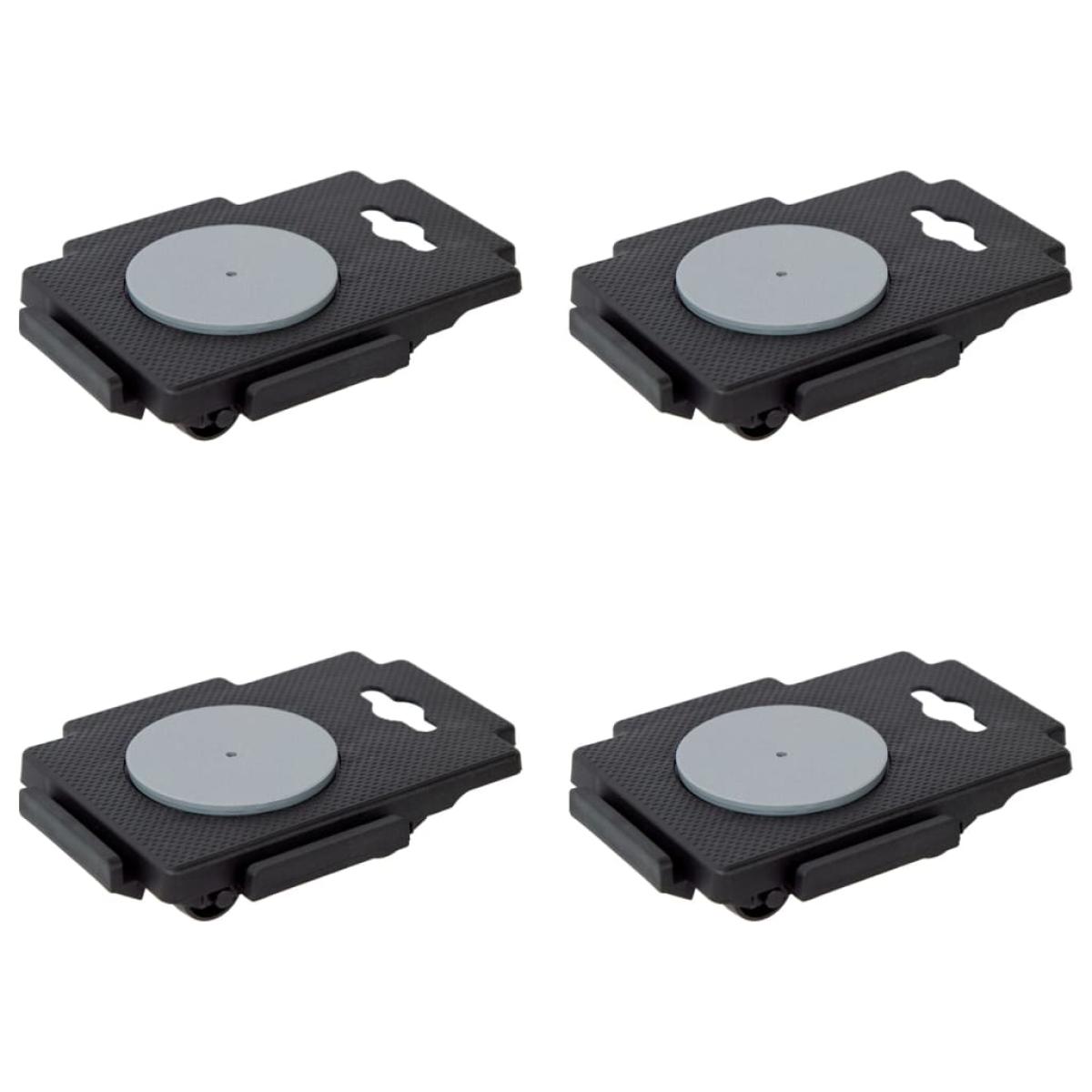 Plataformas rodantes con 8 ruedas 4 pzas PP negro 150 kg