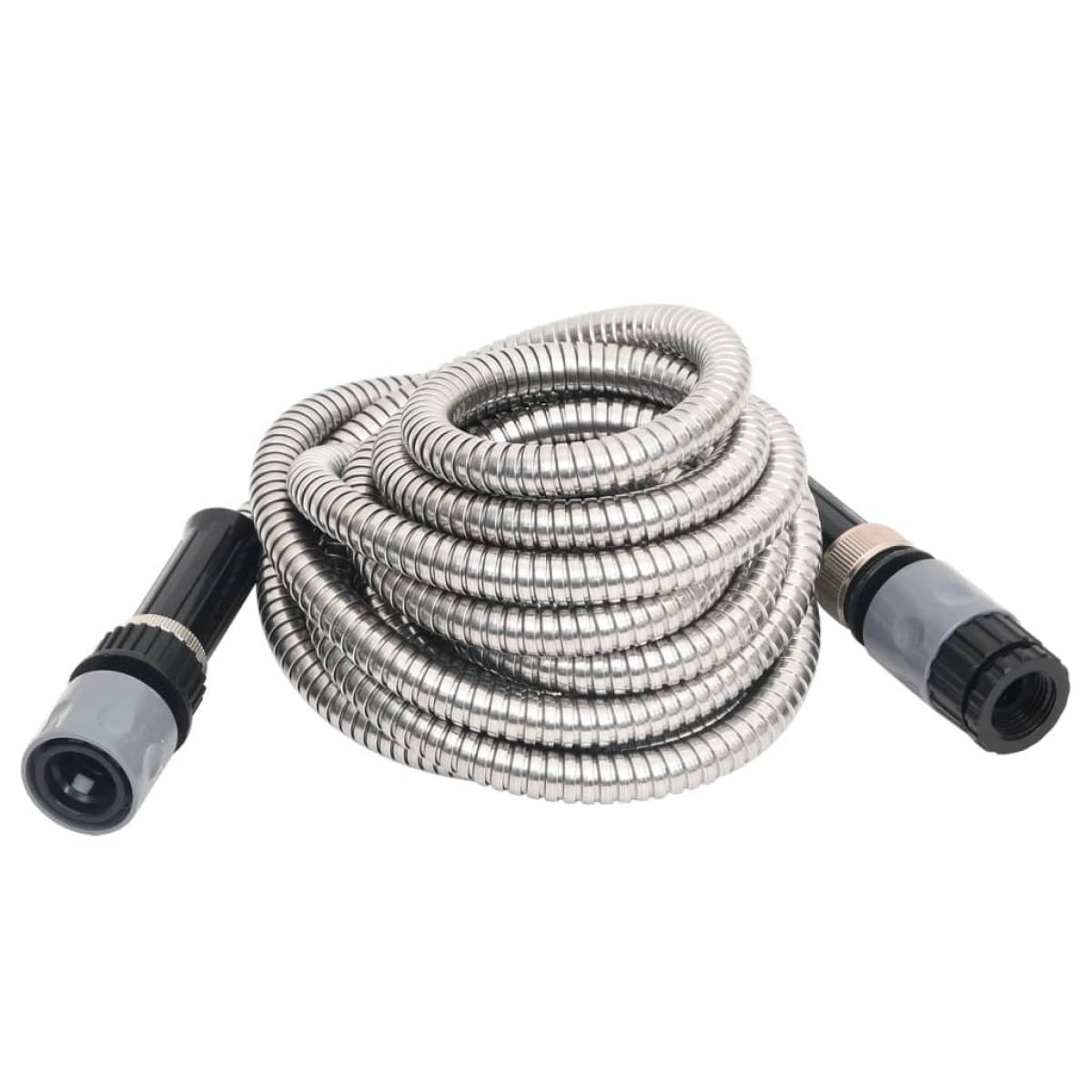 Manguera de jardín con pulverizador acero inoxidable plata 30m