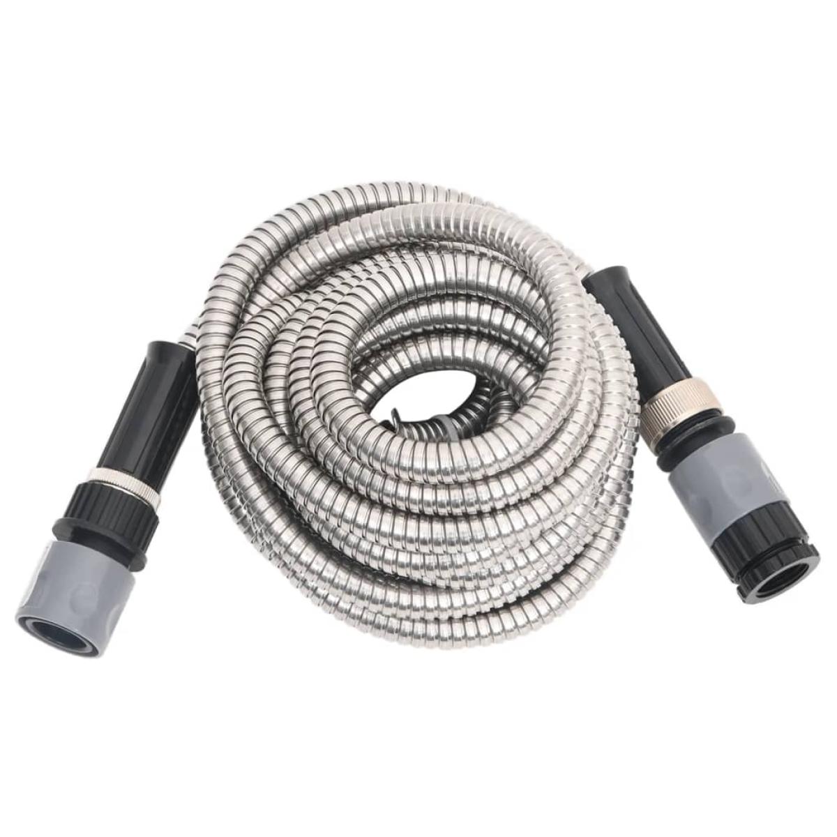Manguera de jardín con pulverizador acero inoxidable plata 30m