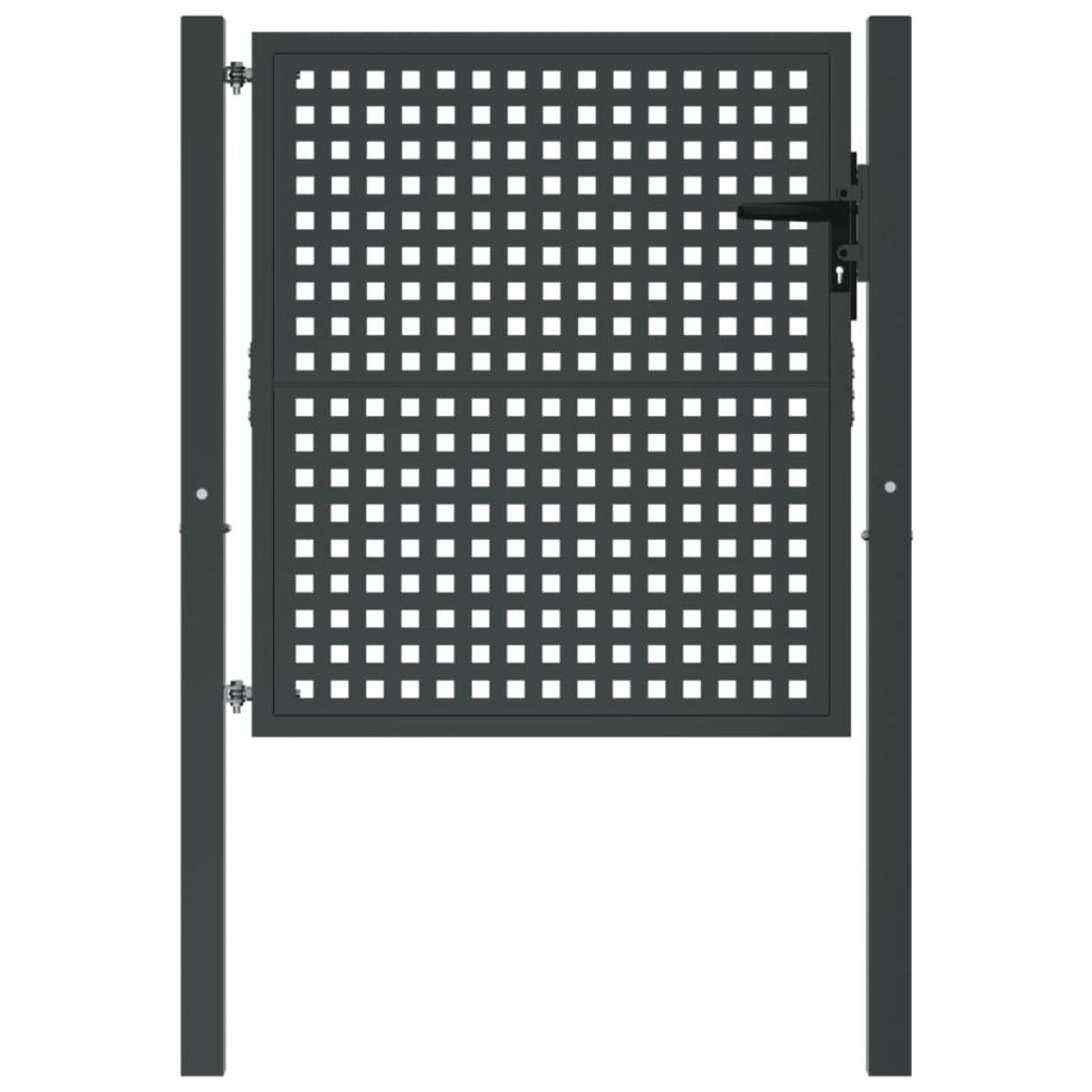 Puerta de jardín acero gris antracita 105x150 cm
