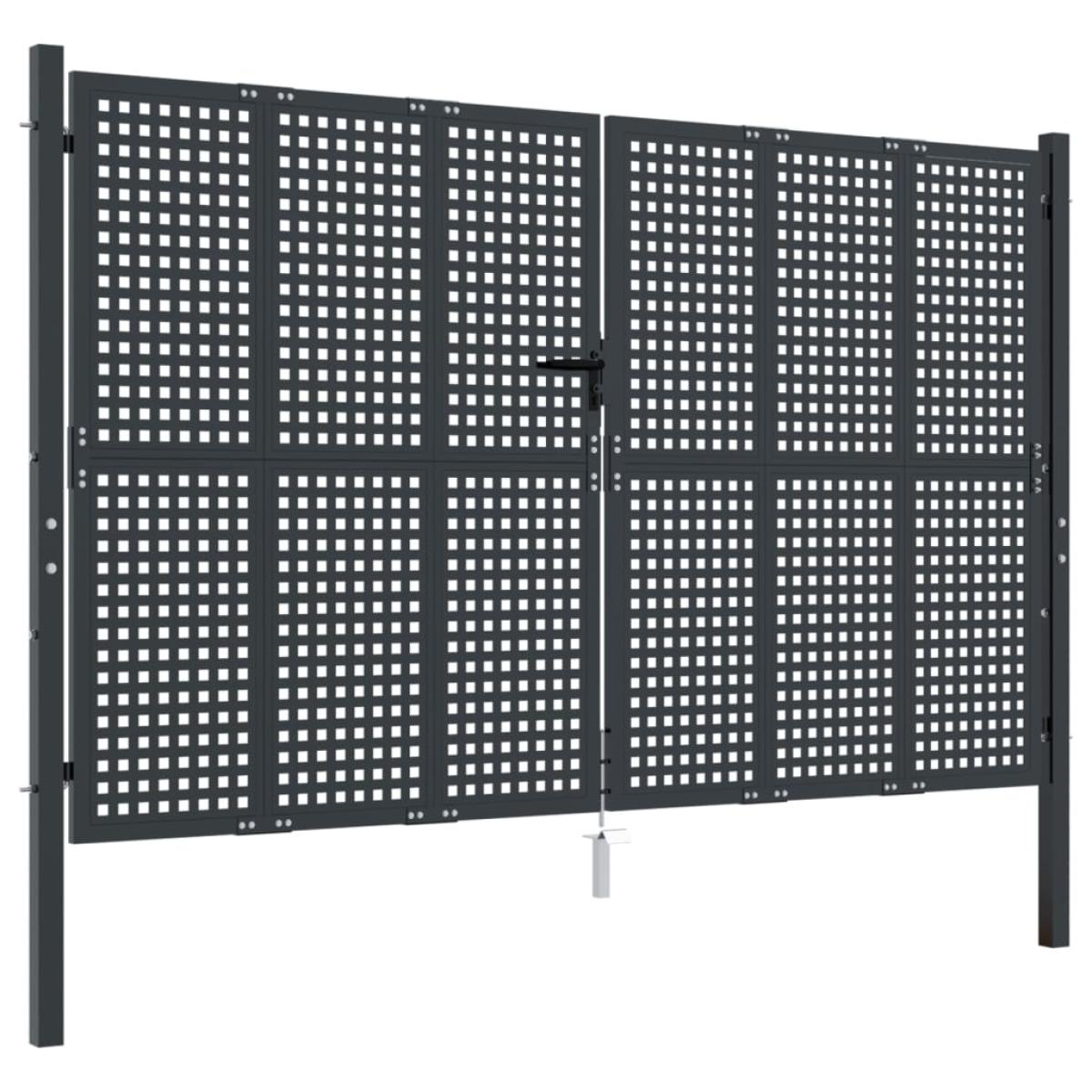 Puerta de jardín acero gris antracita 300x225 cm