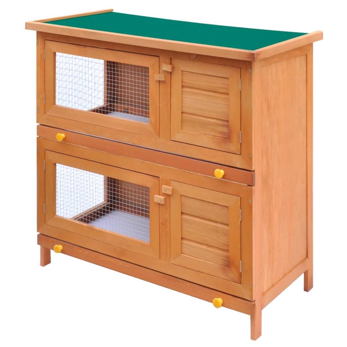 Casa de animales pequeños jaula conejera 4 puertas madera