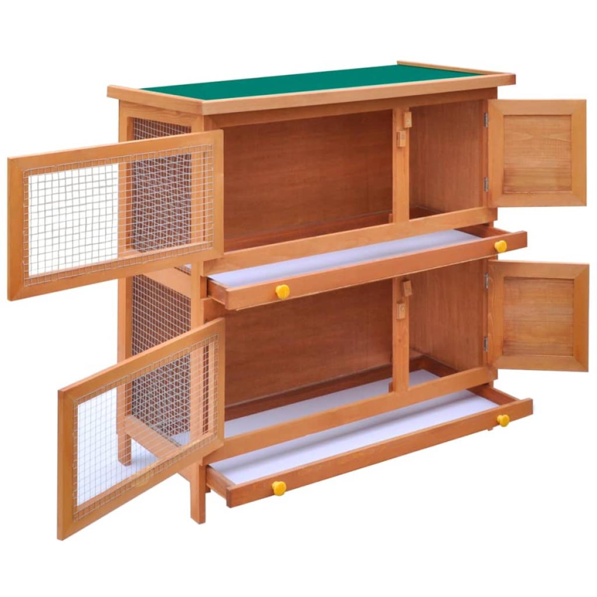 Casa de animales pequeños jaula conejera 4 puertas madera