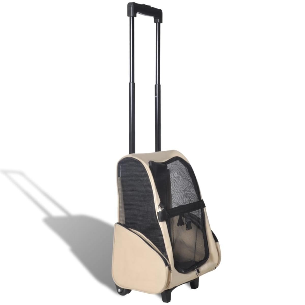 Carrito trolley plegable multiusos para mascotas beige