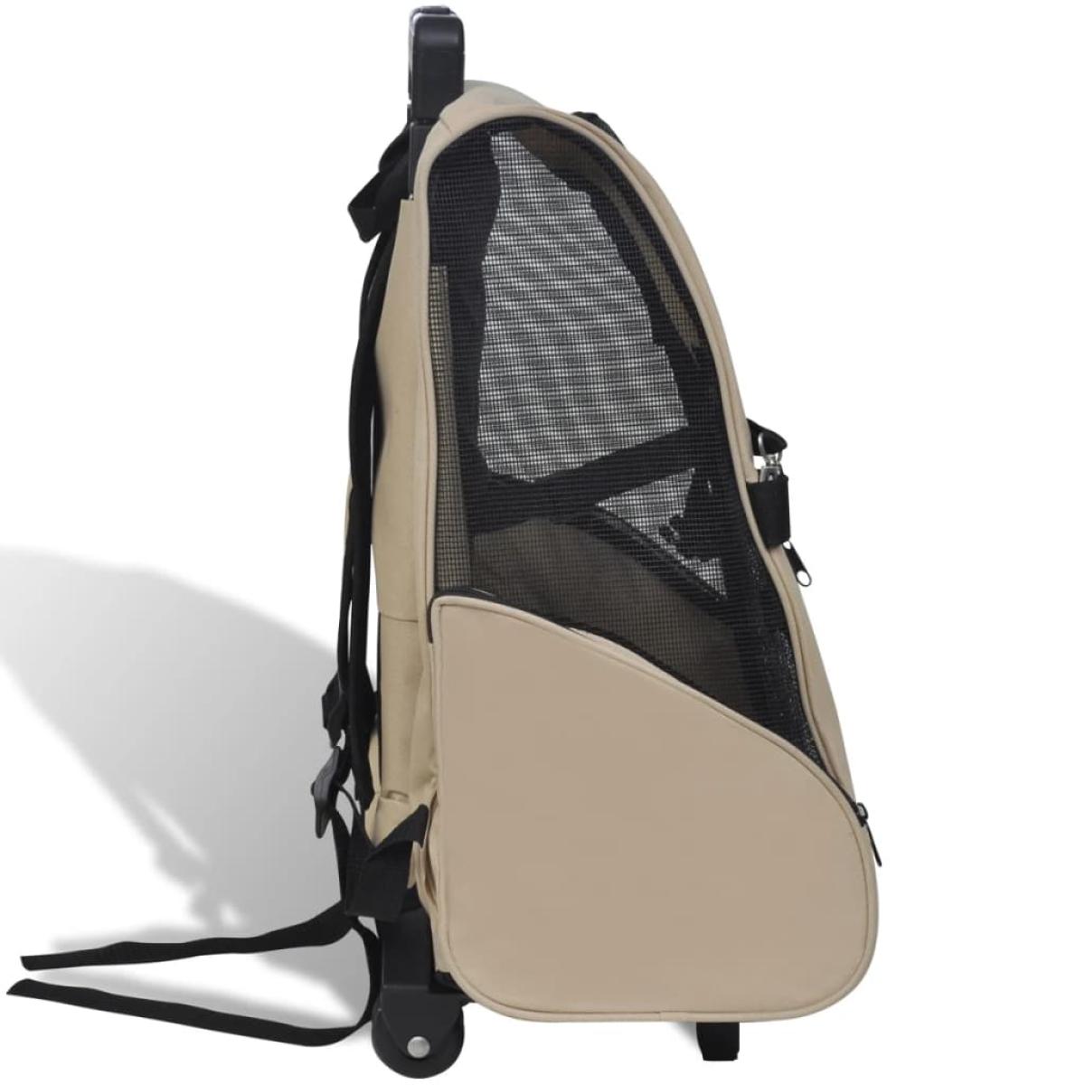 Carrito trolley plegable multiusos para mascotas beige