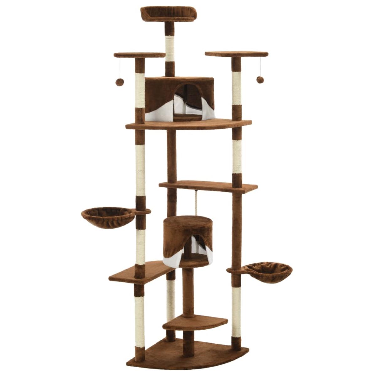 Rascador para gatos con poste de sisal 203 cm marrón y blanco 