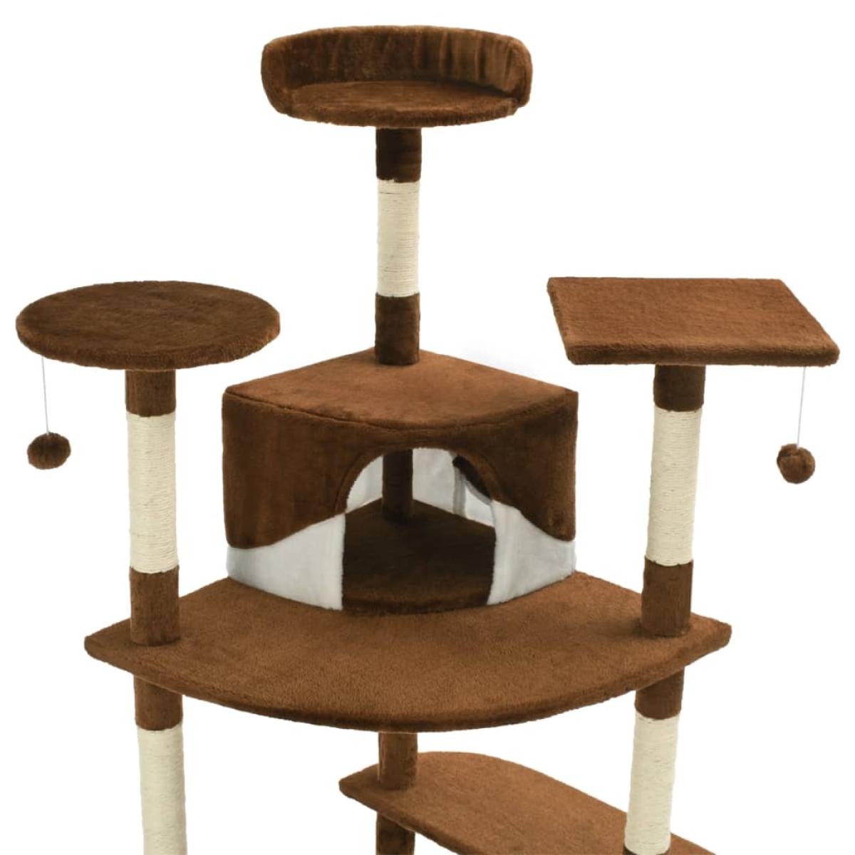 Rascador para gatos con poste de sisal 203 cm marrón y blanco 