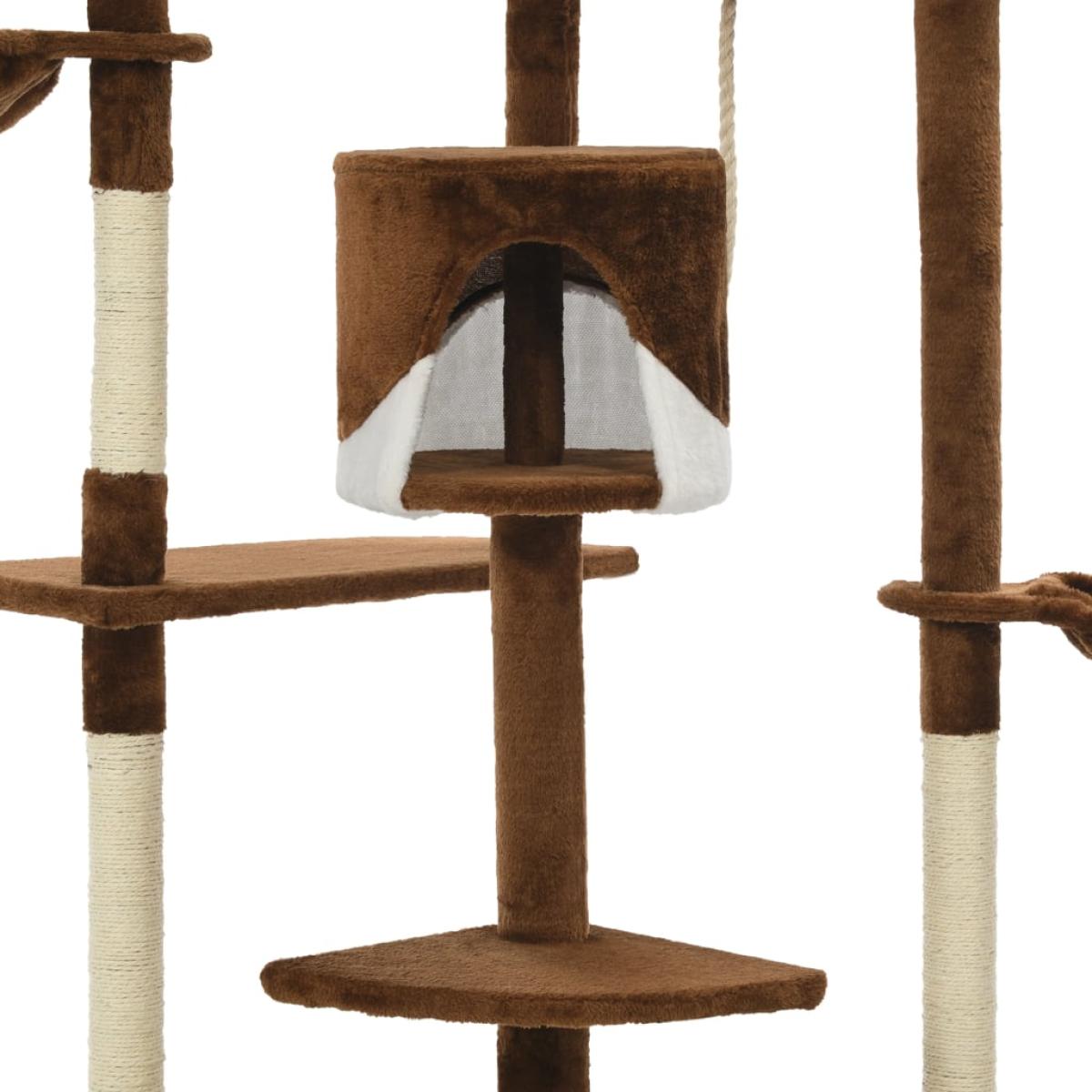 Rascador para gatos con poste de sisal 203 cm marrón y blanco 