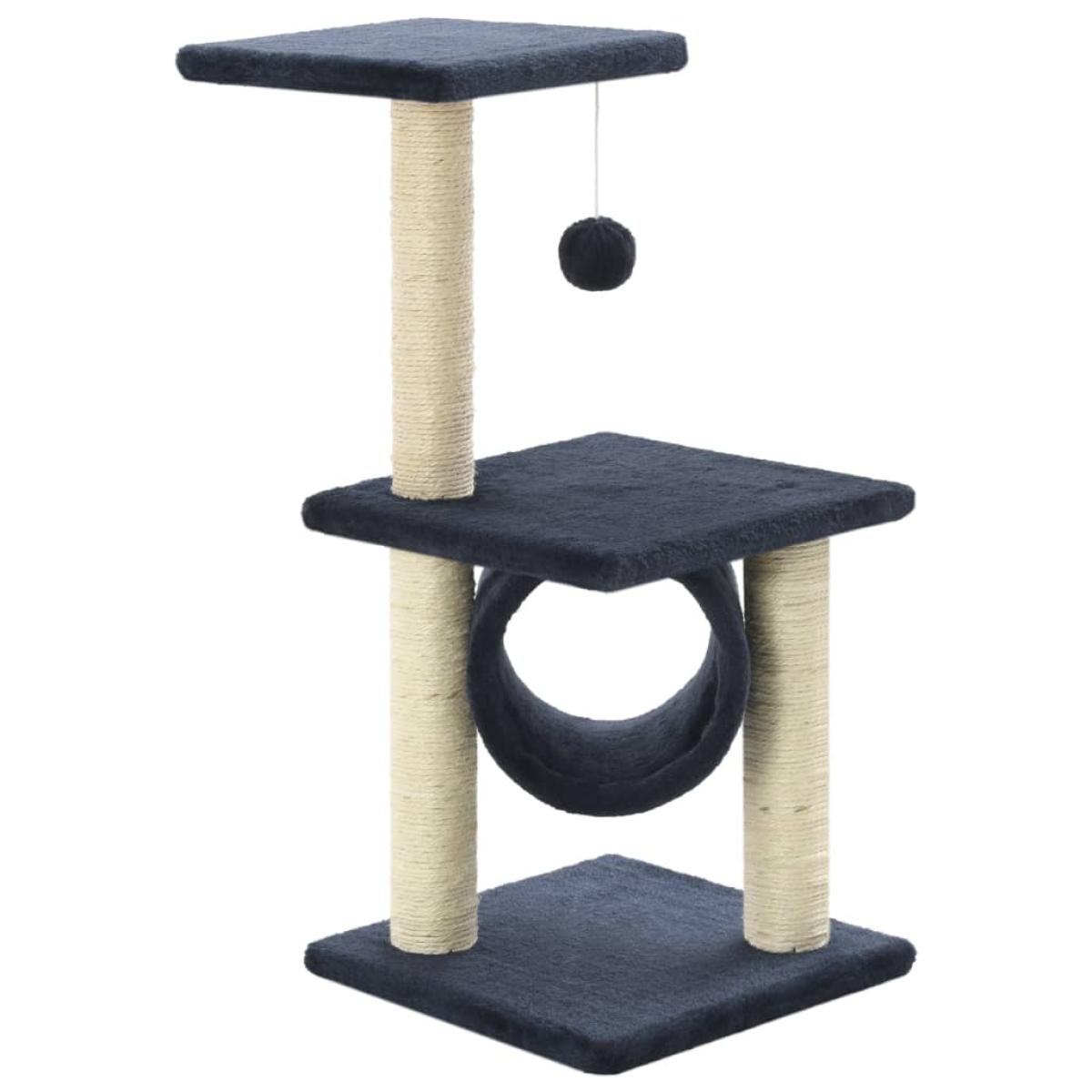 Rascador para gatos con poste de sisal 65 cm azul oscuro
