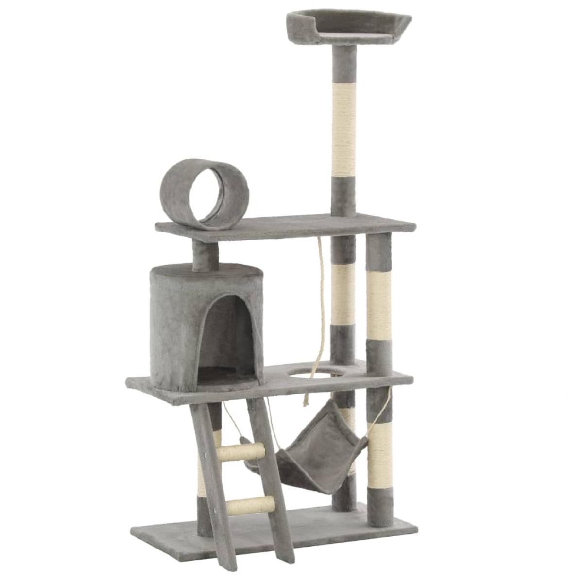 Rascador para gatos con poste de sisal 140 cm gris