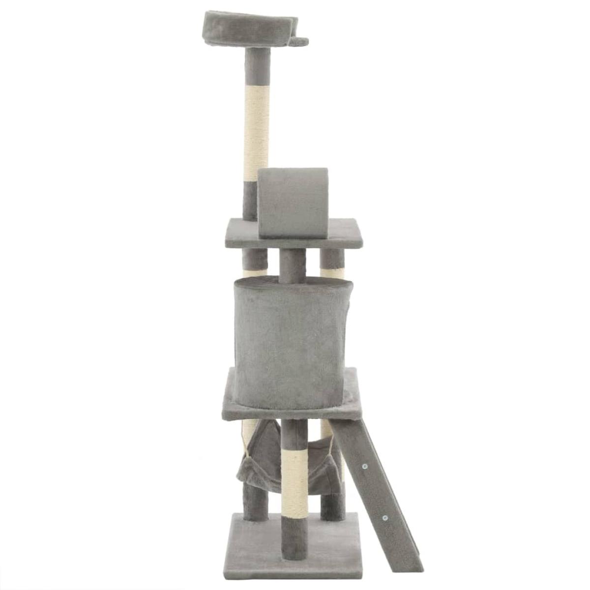 Rascador para gatos con poste de sisal 140 cm gris