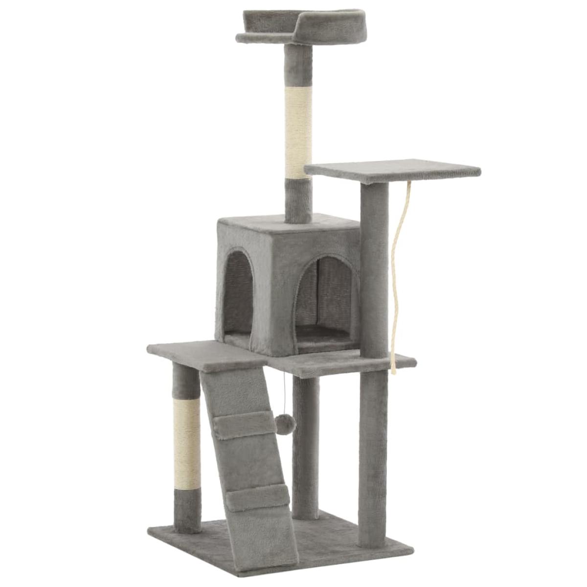 Rascador para gatos con poste de sisal 120 cm gris