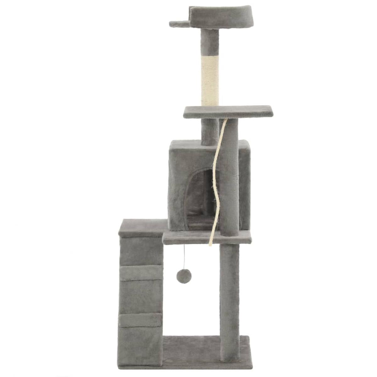 Rascador para gatos con poste de sisal 120 cm gris