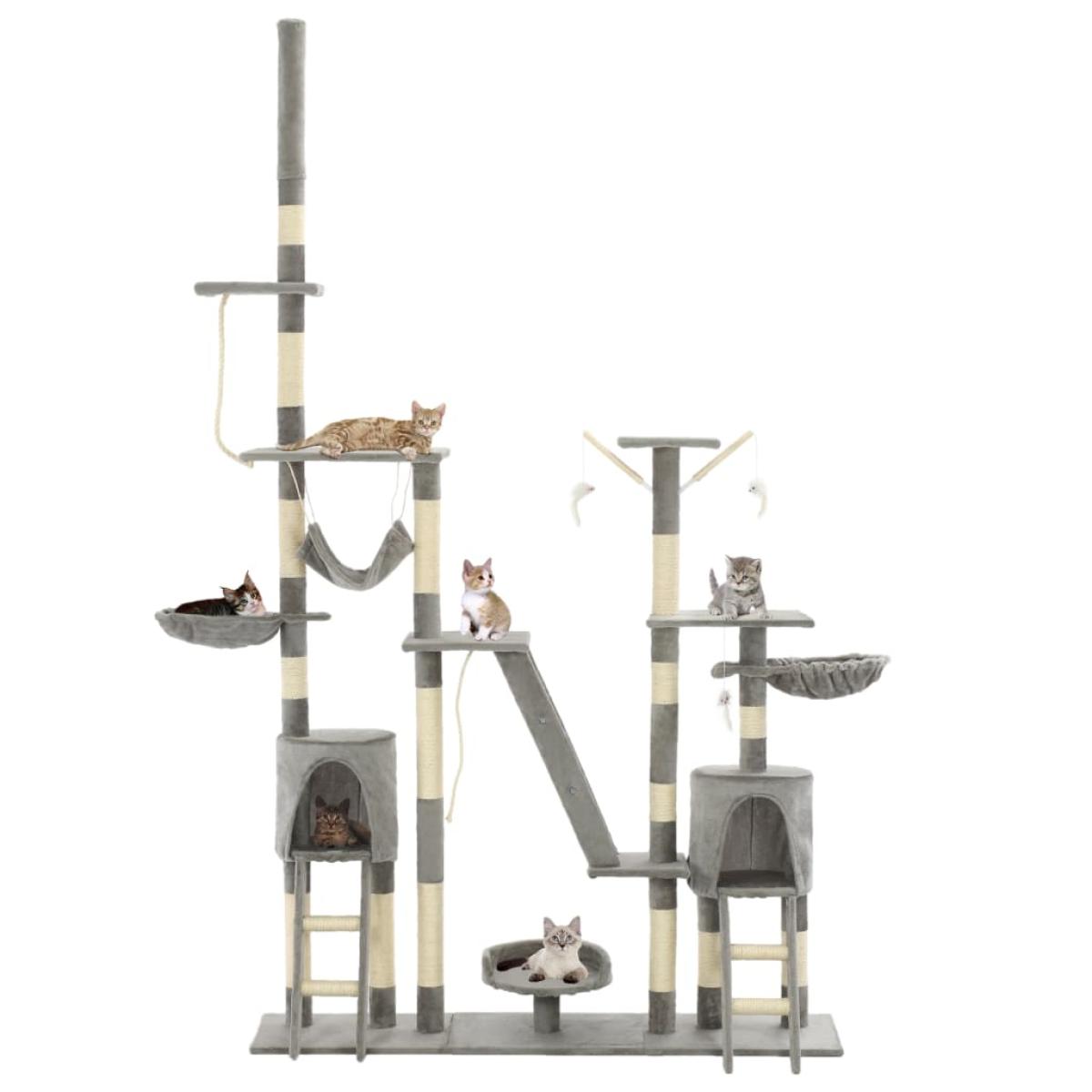 Rascador para gatos con poste de sisal 230-250 cm gris