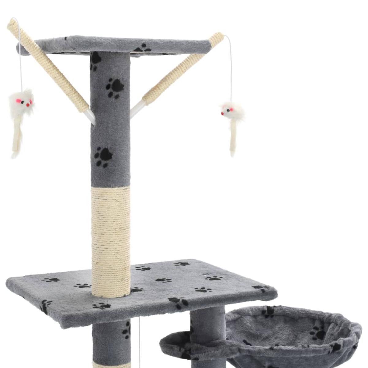 Rascador para gatos con poste de sisal 230-250 cm huellas gris