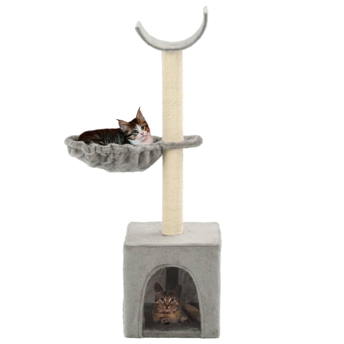 Rascador para gatos con poste de sisal 105 cm gris