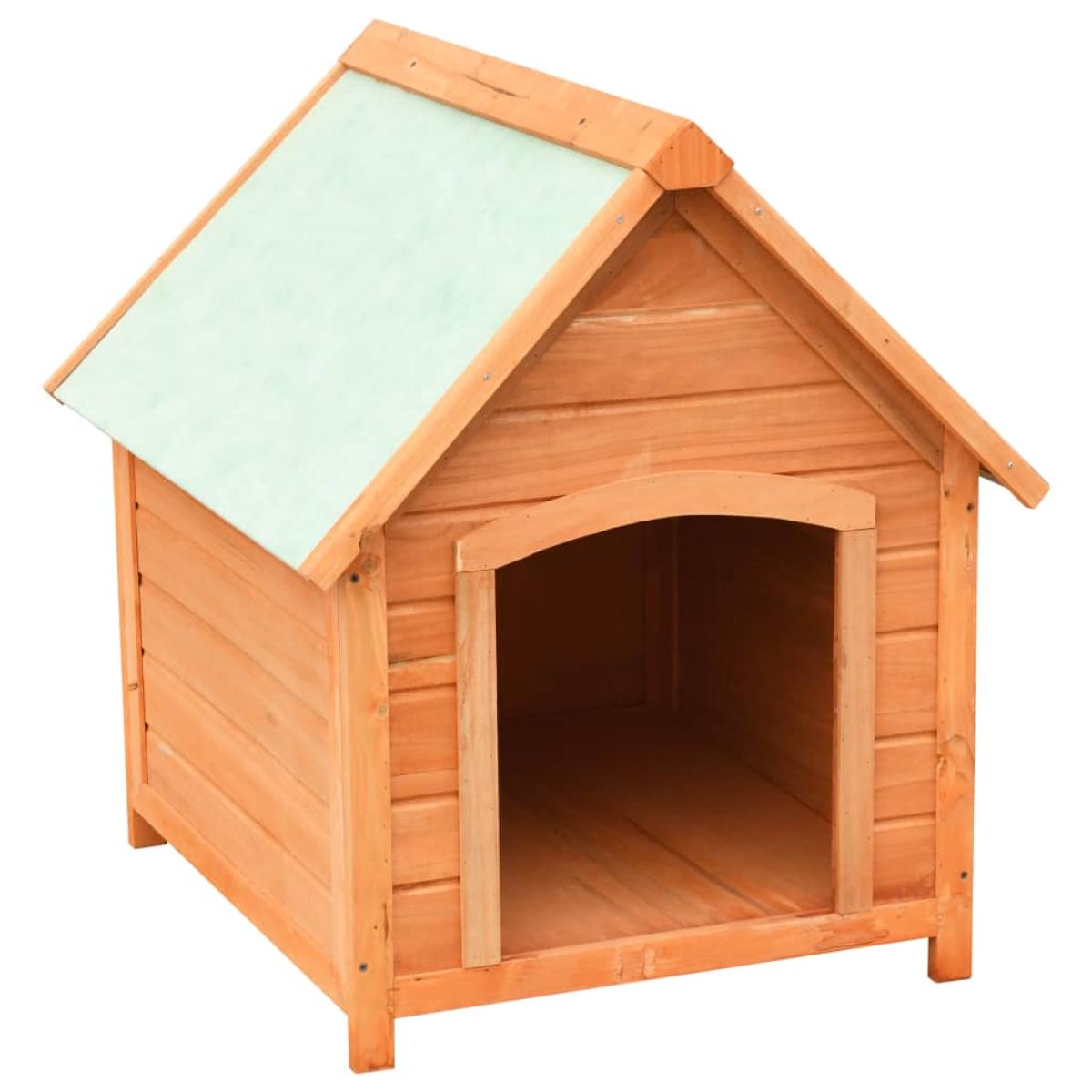 Caseta para perros madera maciza de pino y abeto 72x85x82 cm