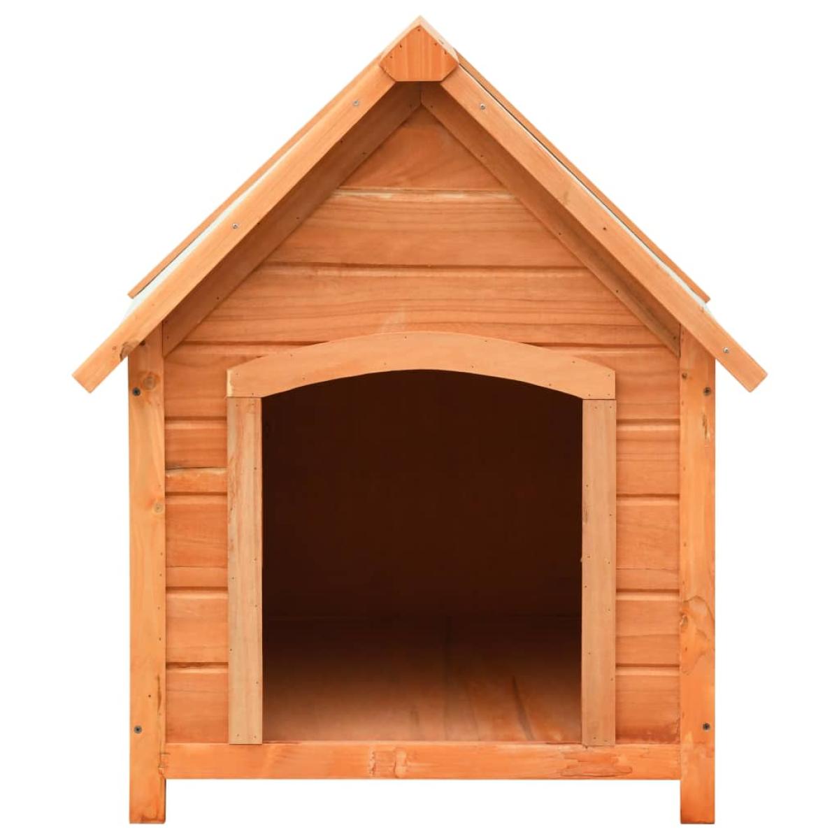 Caseta para perros madera maciza de pino y abeto 72x85x82 cm