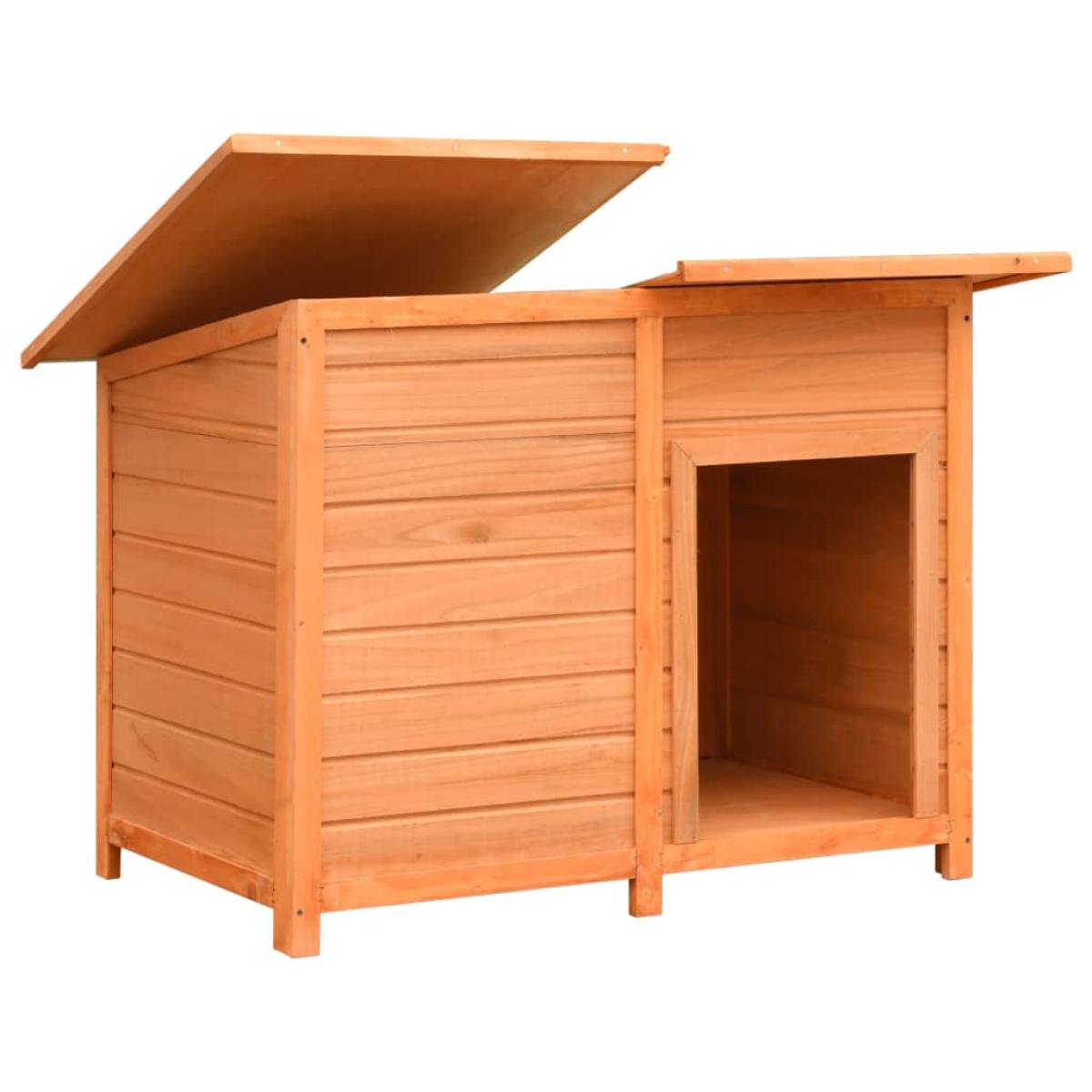 Caseta para perros madera maciza de pino y abeto 120x77x86 cm