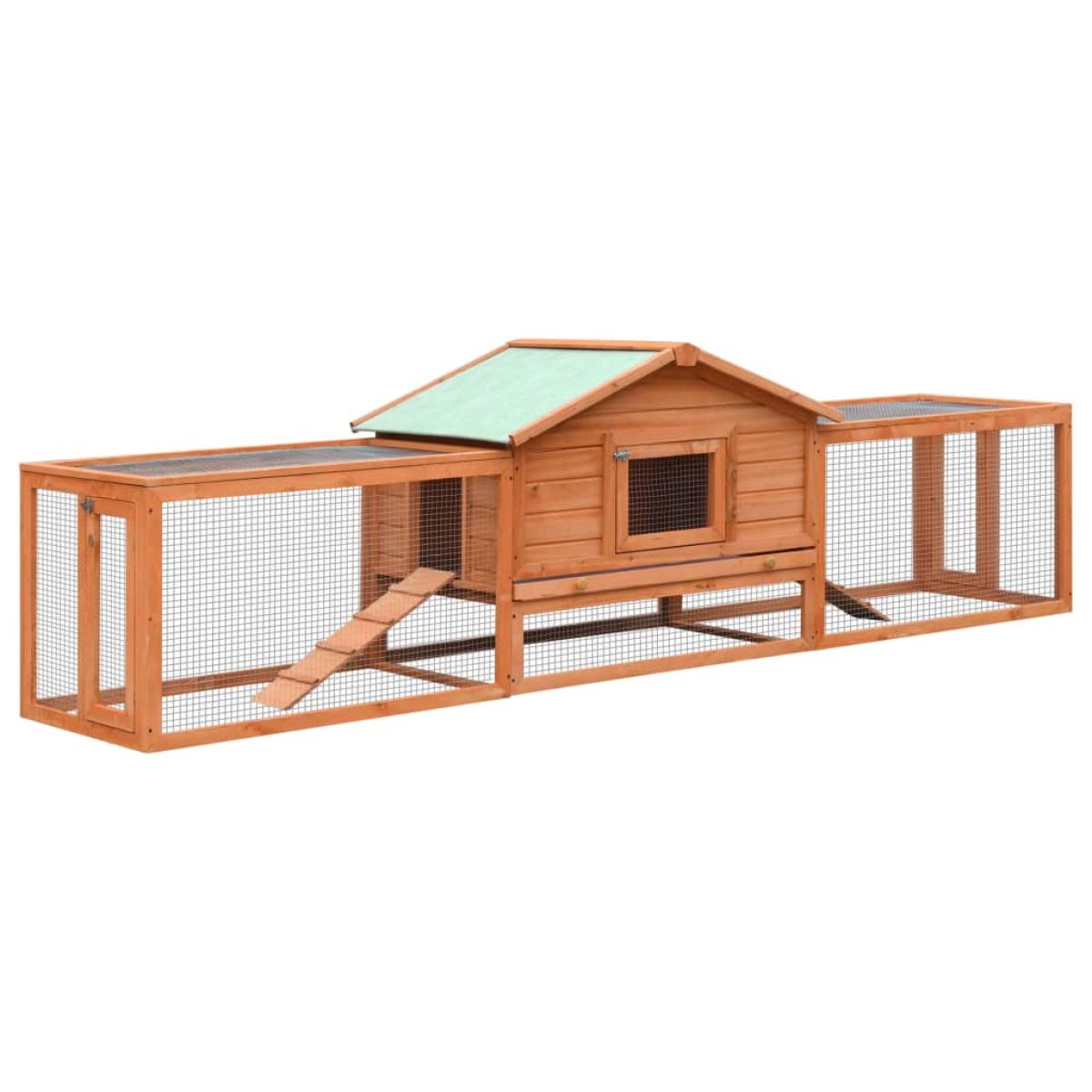 Conejera de madera maciza de pino y abeto 310x70x87 cm